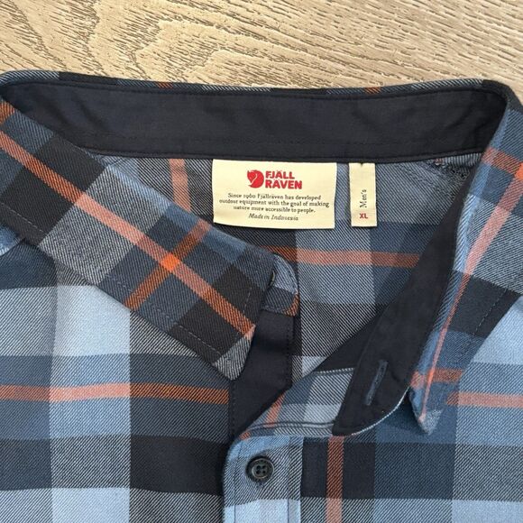Fjallraven Fjallglim Flannel Shirt Mens XL Blue Plaid Long Sleeve Button Down - Picture 4 of 9